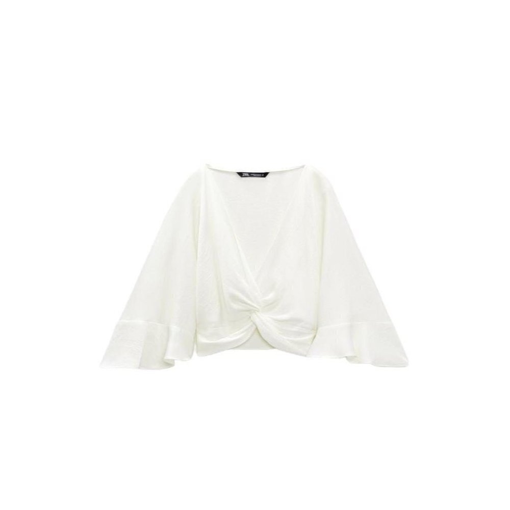 ZARA CROP TOP WITH KNOT ECRU SIZE XS | 7817/478